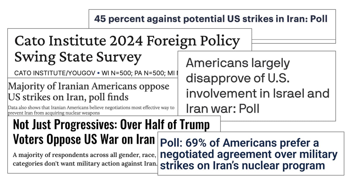 Here Are 14 Polls Showing Americans Don't Want War With Iran