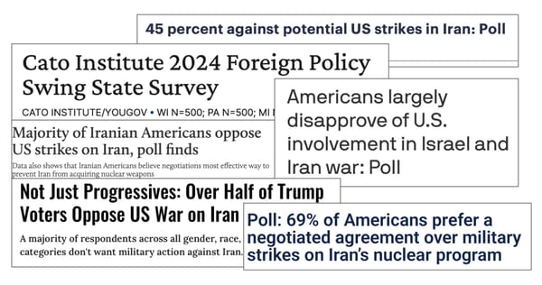 Here Are 12 Polls Showing Americans Don't Want War With Iran